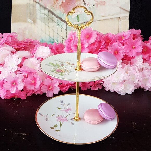 Handmade 2 Tier Cake Stand Dessert Jewelry Trinket Tray Tea Party Favor Gift - Picture 2 of 5